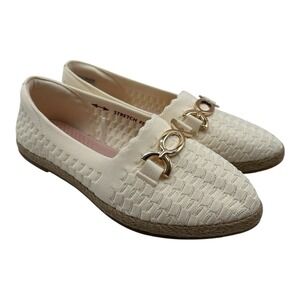 Skechers Cleo Jute Fashion‎ Luncheon Shoes Womens Sz 8 Off White Slip On Loafers